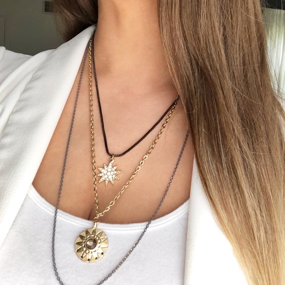 New York & Company Jewelry - New York & Company mixed metals layered sun star necklace